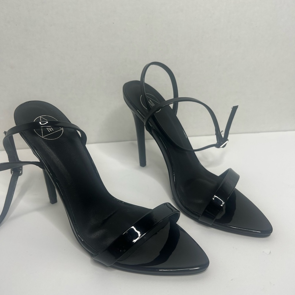 Black classic open toe heel size 9